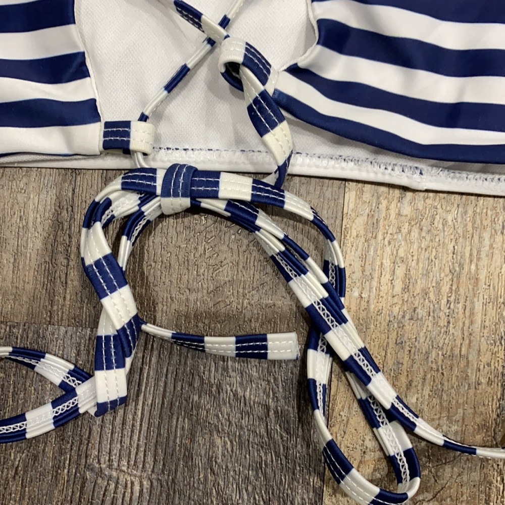 Navy blue striped swim top - Picture 5 of 9